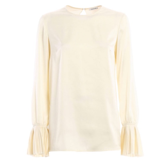 P.A.R.O.S.H. Cocktail Blouse Shirt Piano With Pleated Poet Sleeves Cream/Beige - Picture 2 of 14